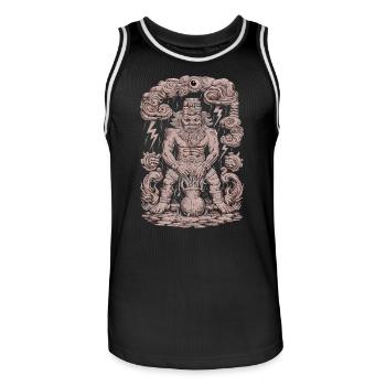 Maya Gott Mayanische Mythologie Chaac steht im - Männer Basketball-Trikot - Schwarz/Weiß - Vorne - AI Model Male 185 dark (185cm)
