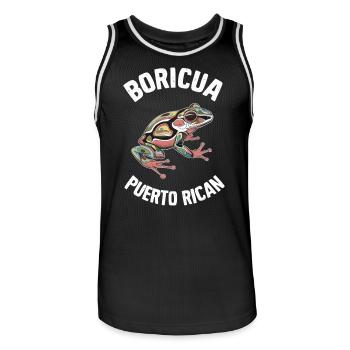 Boricua Puerto Rican Coqui Puerto Rico Kunstvolle - Männer Basketball-Trikot - Schwarz/Weiß - Vorne - AI Model Male 185 dark (185cm)