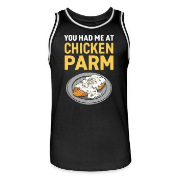 Vous m’avez eu au Chicken Parm Italian - Maillot de basket Homme - noir/blanc - Devant - AI Model Male 185 dark (185cm)