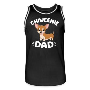 Chiweenie Papa Pride : Aimant et attentionné - Maillot de basket Homme - noir/blanc - Devant - AI Model Male 185 dark (185cm)