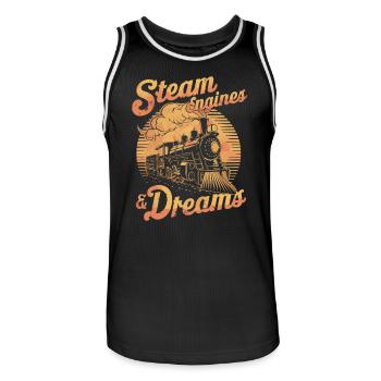 Dampfloks Und Träume: Trainspotter Zug Eisenbahn - Männer Basketball-Trikot - Schwarz/Weiß - Vorne - AI Model Male 185 dark (185cm)