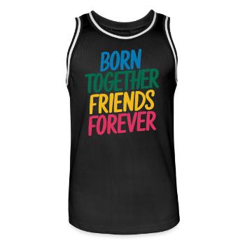 Gemini - Born Together Friends Forever - Men's Basketball Jersey - black/white - Front - AI Model Male 185 dark (185cm)