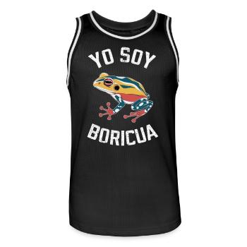 Yo Soy Boricua Buntes Froschmotiv für Puerto - Männer Basketball-Trikot - Schwarz/Weiß - Vorne - AI Model Male 185 dark (185cm)