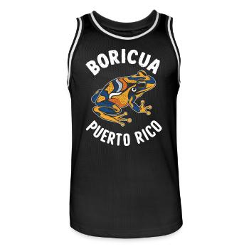Boricua Puerto Rico Coqui Puerto Rican - Männer Basketball-Trikot - Schwarz/Weiß - Vorne - AI Model Male 185 dark (185cm)