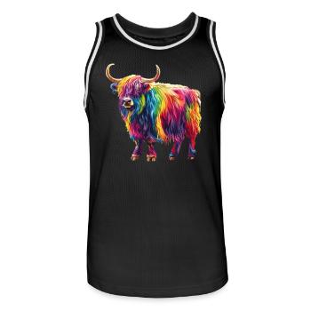 Yak Regenbogen Buntes Kunstwerk Farbenfreude - Männer Basketball-Trikot - Schwarz/Weiß - Vorne - AI Model Male 185 dark (185cm)