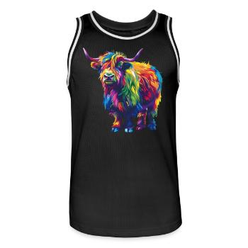 Yak Rainbow Bunte Farbenpracht Yak - Männer Basketball-Trikot - Schwarz/Weiß - Vorne - AI Model Male 185 dark (185cm)