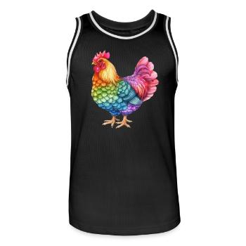 Colorful Chicken Rainbow - Colorful Chicken Life - Men's Basketball Jersey - black/white - Front - AI Model Male 185 dark (185cm)