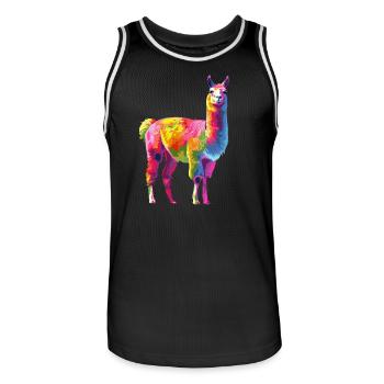 Lama Alpaka Regenbogen Kunstwerk - Männer Basketball-Trikot - Schwarz/Weiß - Vorne - AI Model Male 185 dark (185cm)