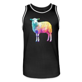 Sheep with Rainbow Shepherd Farm Animal - Men's Basketball Jersey - black/white - Front - AI Model Male 185 dark (185cm)