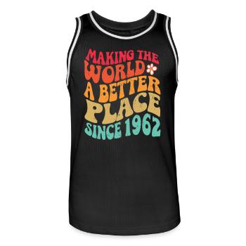 1962 Geburtstag Vintage Hippie Groovy - Männer Basketball-Trikot - Schwarz/Weiß - Vorne - AI Model Male 185 dark (185cm)