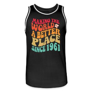 1961 Geburtstag Vintage Hippie Groovy - Männer Basketball-Trikot - Schwarz/Weiß - Vorne - AI Model Male 185 dark (185cm)
