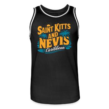 Saint-Kitts-et-Nevis Souvenir des Caraïbes pour - Maillot de basket Homme - noir/blanc - Devant - AI Model Male 185 dark (185cm)