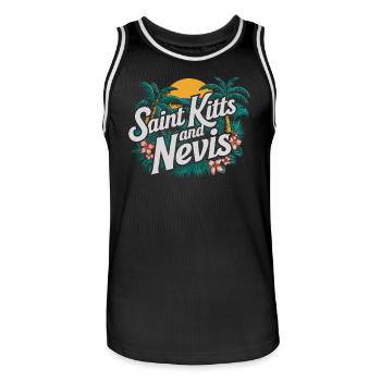 Saint Kitts And Nevis Souvenir Tropisches Paradies - Männer Basketball-Trikot - Schwarz/Weiß - Vorne - AI Model Male 185 dark (185cm)