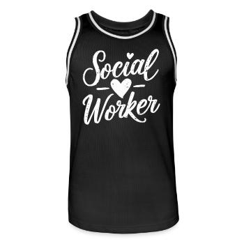 Social Worker Herz Social Work Liebe - Männer Basketball-Trikot - Schwarz/Weiß - Vorne - AI Model Male 185 dark (185cm)