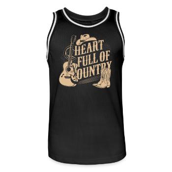 Coeur Pleine Musique Country Cowboy Guitare - Maillot de basket Homme - noir/blanc - Devant - AI Model Male 185 dark (185cm)