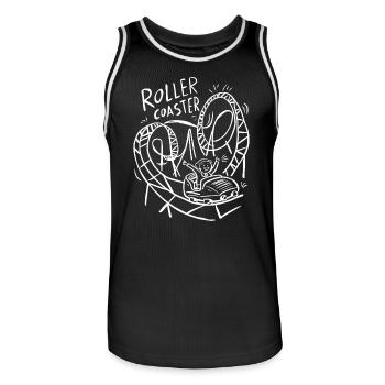 Roller Coaster Adventure Graphics Fun - Men's Basketball Jersey - black/white - Front - AI Model Male 185 dark (185cm)