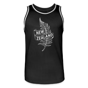 Souvenir Nouvelle-Zélande - Fernblatt Design pour Kiwi - Maillot de basket Homme - noir/blanc - Devant - AI Model Male 185 dark (185cm)