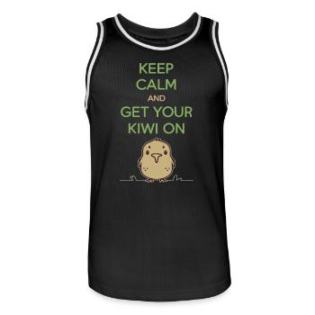 New Zealand Souvenir: Keep Calm And Get Your Kiwi - Men's Basketball Jersey - black/white - Front - AI Model Male 185 dark (185cm)