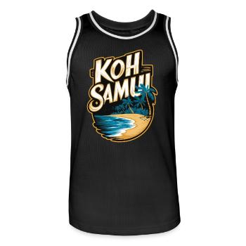 Koh Samui souvenir beach and palm trees - Men's Basketball Jersey - black/white - Front - AI Model Male 185 dark (185cm)