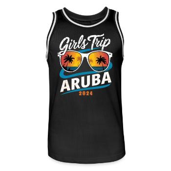 Girls Trip Aruba 2024 - Men's Basketball Jersey - black/white - Front - AI Model Male 185 dark (185cm)