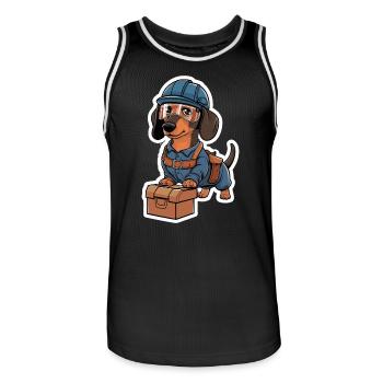 Dackel Im Kostüm Handwerker Dackel Mit - Männer Basketball-Trikot - Schwarz/Weiß - Vorne - AI Model Male 185 dark (185cm)
