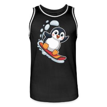 Snowboard Pingouin Snowboarder Mignon - Maillot de basket Homme - noir/blanc - Devant - AI Model Male 185 dark (185cm)