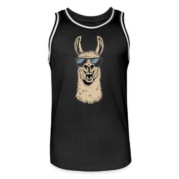 Funny llama with sunglasses in cartoon style - Men's Basketball Jersey - black/white - Front - AI Model Male 185 dark (185cm)