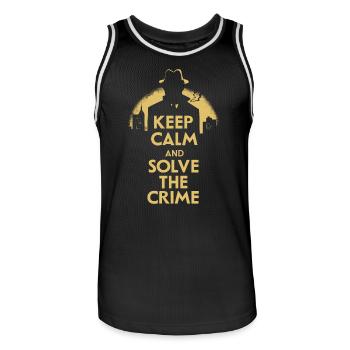 Murder Mystery Dîner Tenue Film Noir - Keep Calm - Maillot de basket Homme - noir/blanc - Devant - AI Model Male 185 dark (185cm)