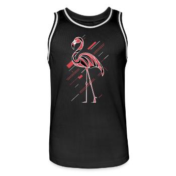 Abstract flamingo with geometric lines - Men's Basketball Jersey - black/white - Front - AI Model Male 185 dark (185cm)