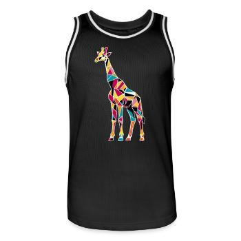 Bunte Giraffenmosaik Kunstwerk - Männer Basketball-Trikot - Schwarz/Weiß - Vorne - AI Model Male 185 dark (185cm)