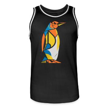 Bunter Pinguin Geometrisches Kunstwerk - Männer Basketball-Trikot - Schwarz/Weiß - Vorne - AI Model Male 185 dark (185cm)