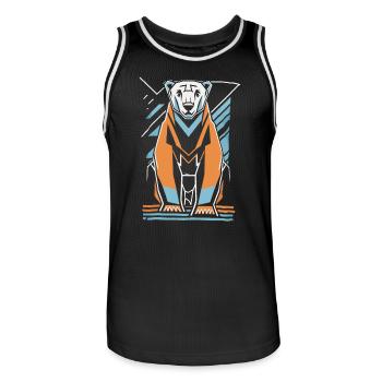 Abstract Polar Bear In Geometric Shapes - Men's Basketball Jersey - black/white - Front - AI Model Male 185 dark (185cm)