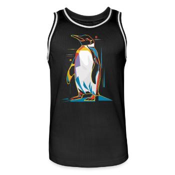 Colorful Geometric Penguin - Men's Basketball Jersey - black/white - Front - AI Model Male 185 dark (185cm)