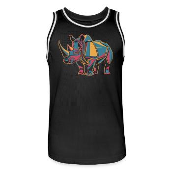 Rhinocéros géométrique coloré - Maillot de basket Homme - noir/blanc - Devant - AI Model Male 185 dark (185cm)