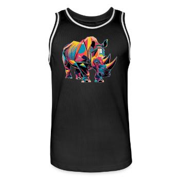 Buntes Rhinozeros Kunstwerk Geometrische Formen - Männer Basketball-Trikot - Schwarz/Weiß - Vorne - AI Model Male 185 dark (185cm)