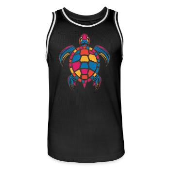 Colorful turtle artwork - Men's Basketball Jersey - black/white - Front - AI Model Male 185 dark (185cm)