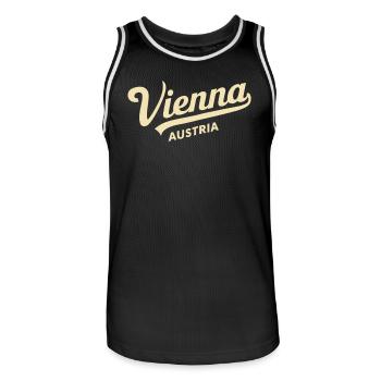 Vienne, Autriche, Souvenir Retro Lettering - Maillot de basket Homme - noir/blanc - Devant - AI Model Male 185 dark (185cm)
