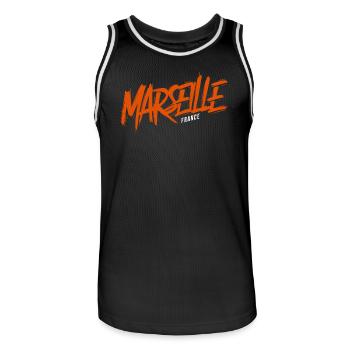 Marseille France Souvenir - Männer Basketball-Trikot - Schwarz/Weiß - Vorne - AI Model Male 185 dark (185cm)