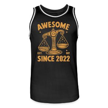 Génial depuis l’anniversaire de la Balance en 2022 - Maillot de basket Homme - noir/blanc - Devant - AI Model Male 185 dark (185cm)
