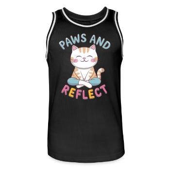 Pattes Et Réfléchir Chat Yoga Méditation - Maillot de basket Homme - noir/blanc - Devant - AI Model Male 185 dark (185cm)