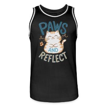 Paws and Reflection Yoga Meditation Cat - Men's Basketball Jersey - black/white - Front - AI Model Male 185 dark (185cm)