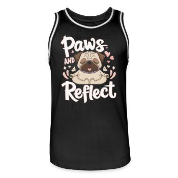 Paws And Reflect Yoga Pug Meditation Entspannt - Männer Basketball-Trikot - Schwarz/Weiß - Vorne - AI Model Male 185 dark (185cm)