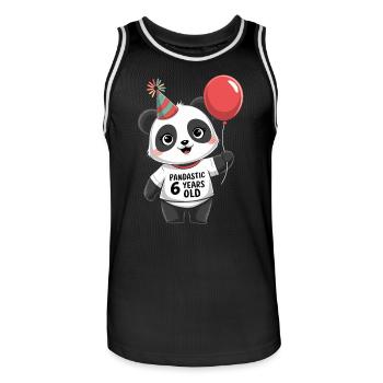 6ème anniversaire Panda Ours Panda Table 6 ans - Maillot de basket Homme - noir/blanc - Devant - AI Model Male 185 dark (185cm)