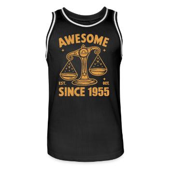 Balance Zodiaque Anniversaire Octobre 1955 Génial - Maillot de basket Homme - noir/blanc - Devant - AI Model Male 185 dark (185cm)