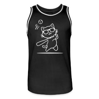 Chat avec des lunettes de soleil jouant au baseball - Maillot de basket Homme - noir/blanc - Devant - AI Model Male 185 dark (185cm)