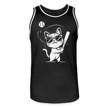 Chat avec des lunettes de soleil jouant au baseball - Maillot de basket Homme - noir/blanc - Devant - AI Model Male 185 dark (185cm)