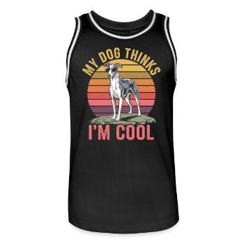 Whippet Mon chien pense que je suis cool - Maillot de basket Homme - noir/blanc - Devant - AI Model Male 185 dark (185cm)