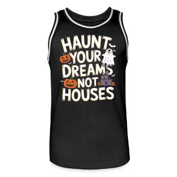 Penguin Halloween: Haunting Your Dreams Not Houses - Men's Basketball Jersey - black/white - Front - AI Model Male 185 dark (185cm)