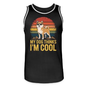 Shiba Inu Mon chien pense que je suis cool - Maillot de basket Homme - noir/blanc - Devant - AI Model Male 185 dark (185cm)