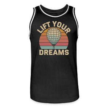 Heb Deine Träume - Heißluftballon Inspiration - Männer Basketball-Trikot - Schwarz/Weiß - Vorne - AI Model Male 185 dark (185cm)
